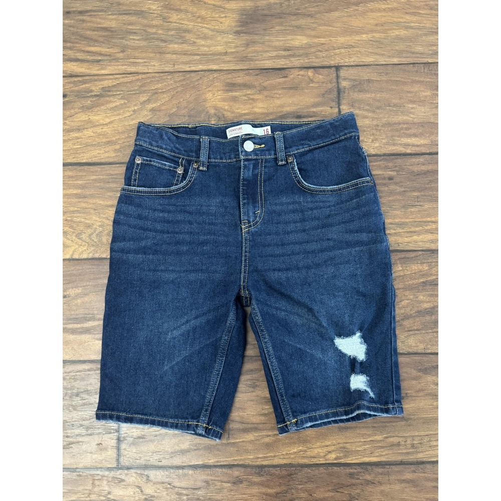 Signature by Levi Strauss Modern Skinny Womens 16 Denim Shorts Dark Blue